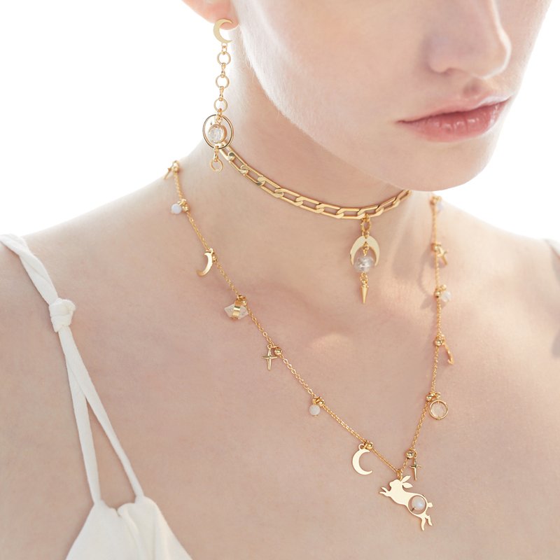 LUNAR  月神之爱玉兔项链 - 项链 - 铜/黄铜 