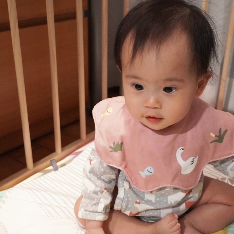 宝宝口水兜 长颈鹅【长颈动物的花花世界】 - 围嘴/口水巾 - 其他材质 粉红色