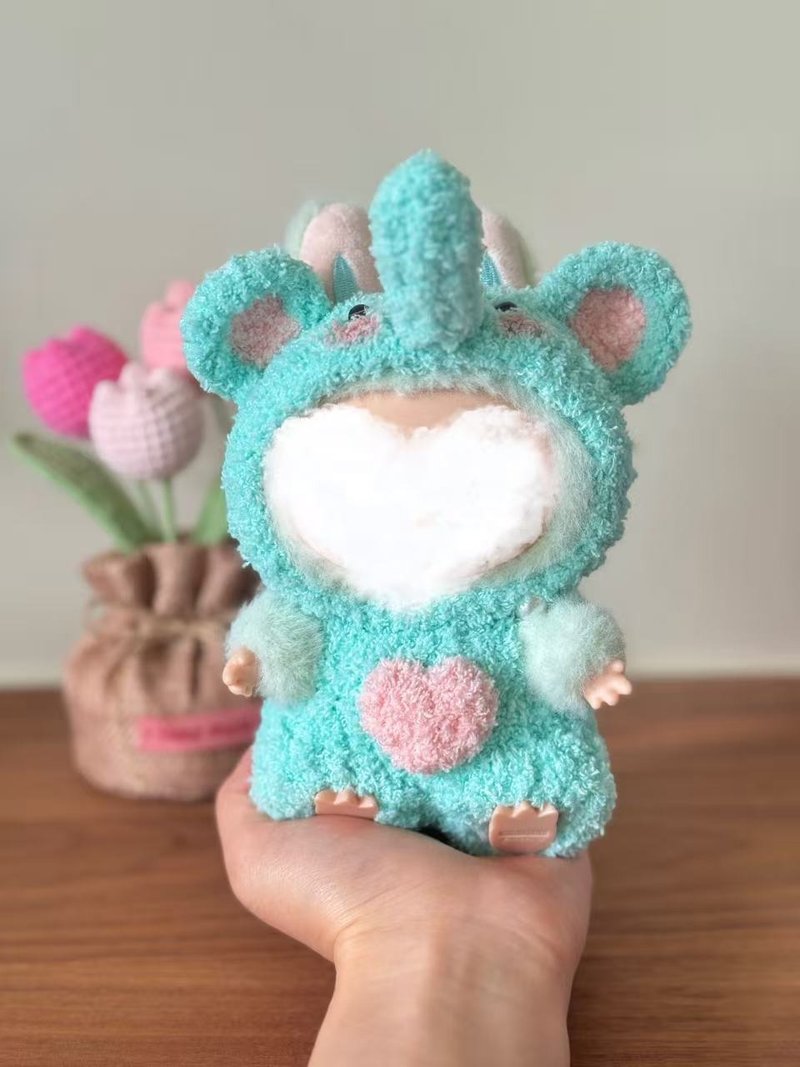 薄荷绿手工钩织毛绒大象主题娃衣|立体长鼻| 适用15/17cm潮流公仔 - 玩偶/公仔 - 棉．麻 多色