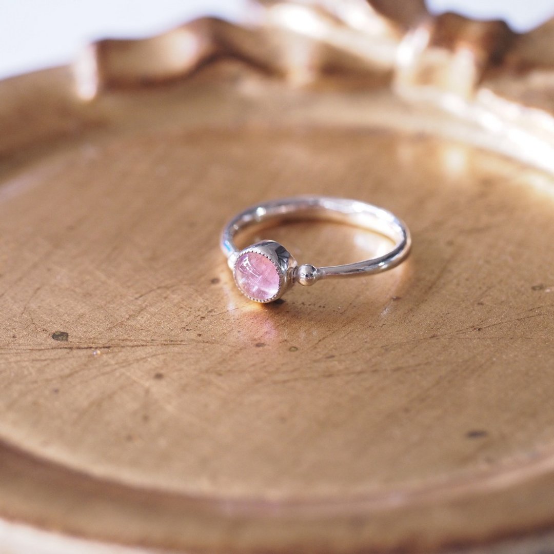 碧玺 电气石 手工纯银戒指 Tourmaline Sterling Silver ring - 戒指 - 半宝石 粉红色