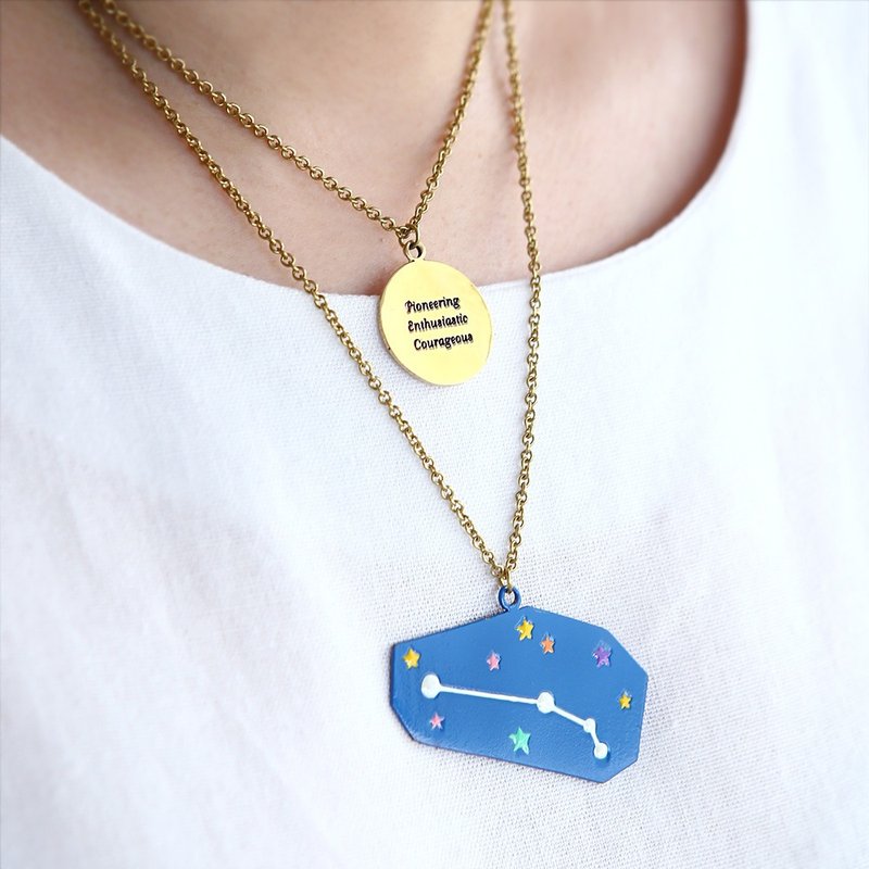 Zodiac Constellation Necklace, Zodiac Necklace, Zodiac Jewelry, Constellation Necklace, Personality Traits, Zodiac Traits - 项链 - 其他金属 蓝色