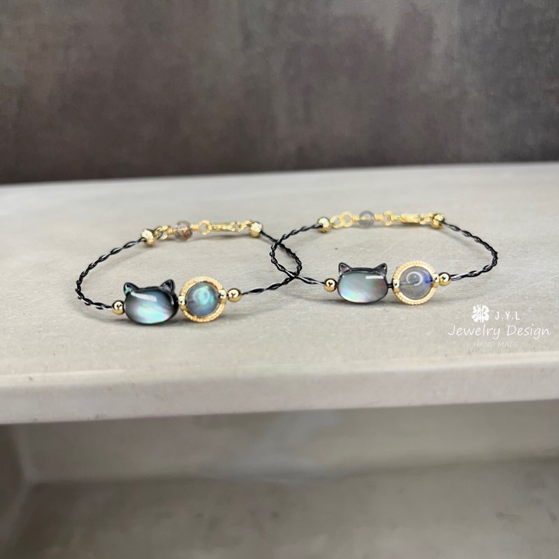 拉长石猫咪手链 激发潜能 体力恢复 舒眠 魅力 J.Y.L邻手作 - 手链/手环 - 宝石 蓝色