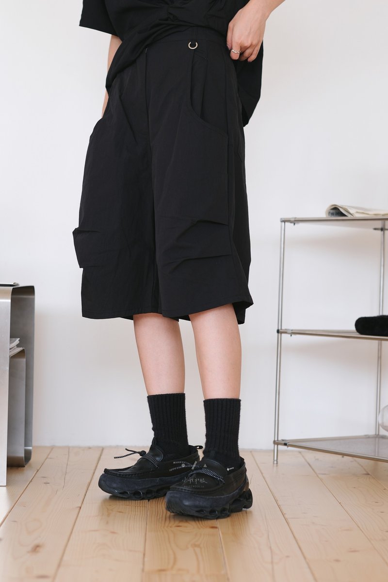 Bay Area湾区口袋挺棉料六分裤 - 2色- 湾区黑 - 女装短裤 - 其他材质 黑色