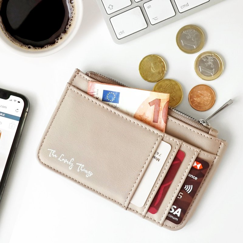 LOTTIE 多格层拉链卡包零钱包 (Vegan/纯素皮革)  - Stone - 皮夹/钱包 - 人造皮革 
