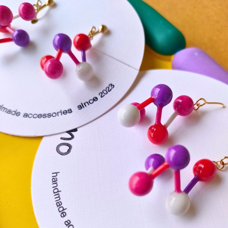 ZIGZAG TAMA 鲜艳粉红【耳环/耳夹】 - 耳环/耳夹 - 其他材质 多色