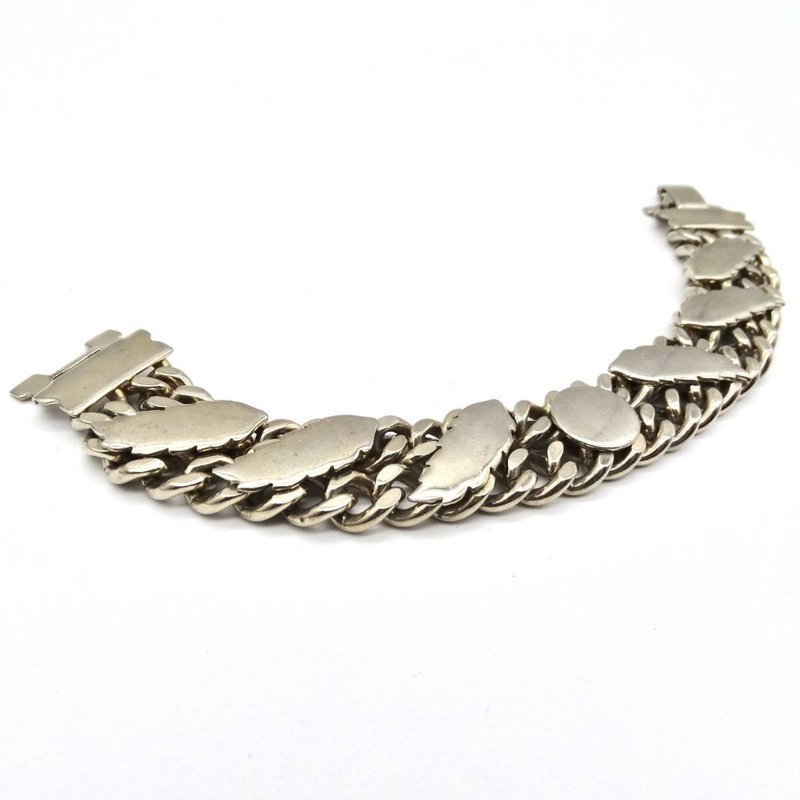 50s USA vintage silver leaf design bracelet - 手链/手环 - 其他金属 银色