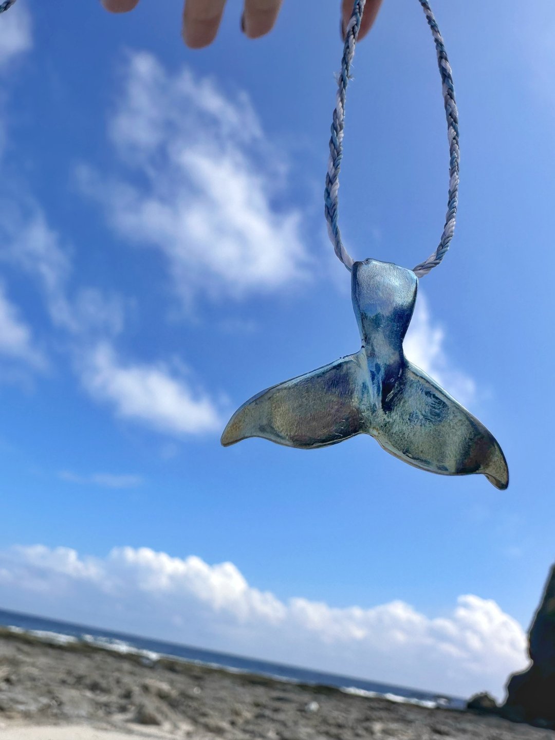 纯钛手工鱼尾项链  • 海豚尾巴 - 项链 - 其他金属 蓝色