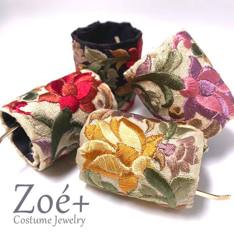 [Pony hook] UHR-92 Indian embroidery Spring Easy to install Just clip it to your ponytail Hair accessory - 发饰 - 绣线 黑色