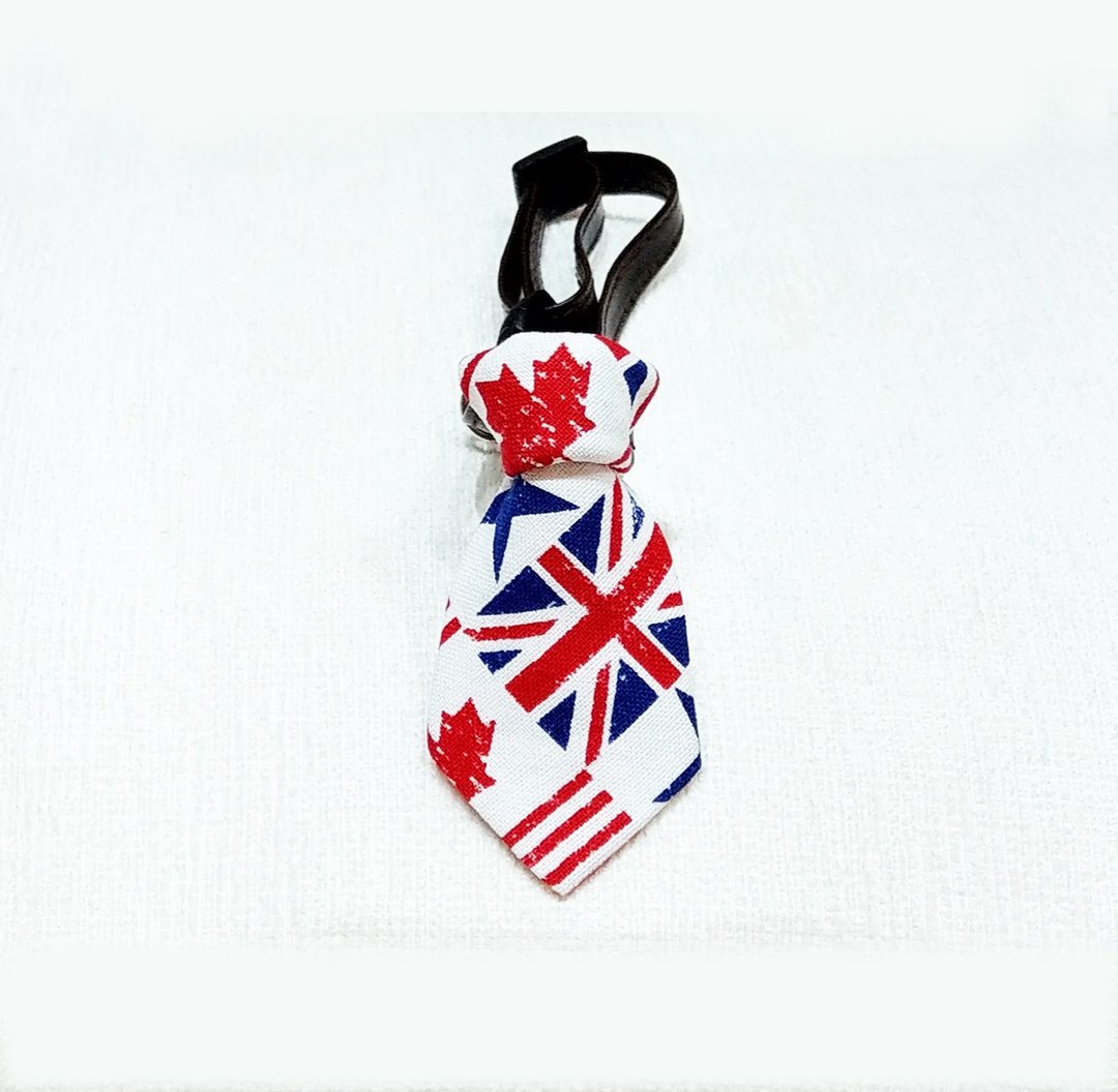 Ella Wang Design Tie 领带 猫 狗 绅士 英伦 国旗 红蓝白 - 项圈/牵绳 - 棉 红色