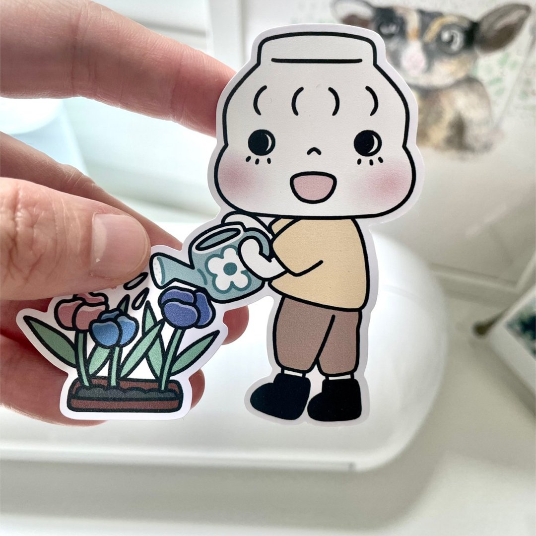 剪裁贴纸（拿铁系列：浇水） - 贴纸 - 防水材质 