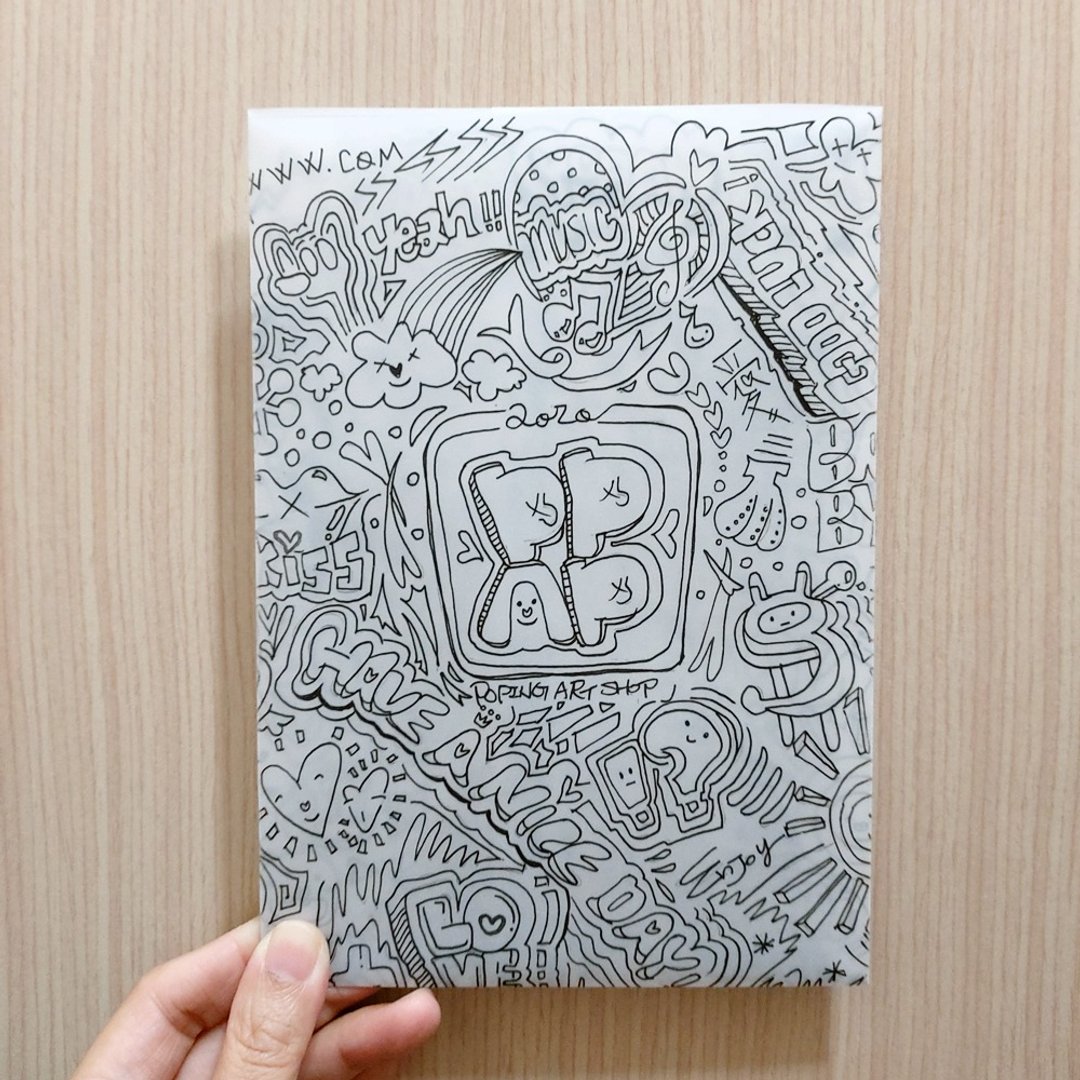 PPAP 普普涂鸦卡片套 明信片收纳信封 手绘图腾礼物包装纸 - 信封/信纸 - 纸 灰色