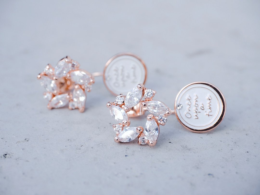 结晶 - 花环 < once upon a time*耳环 > - 耳环/耳夹 - 其他金属 金色