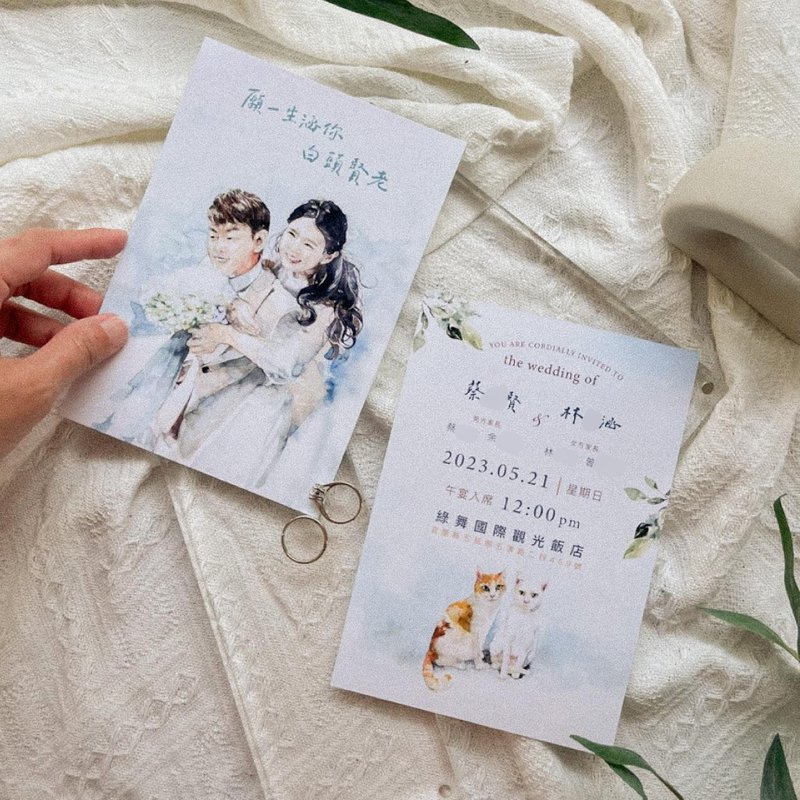 双人肖像画喜帖设计/手绘喜帖 - 喜帖 - 纸 