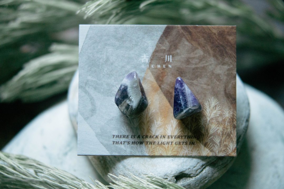 CRACK | 矿物系耳环 |  EARRINGS - 耳环/耳夹 - 玉石 紫色