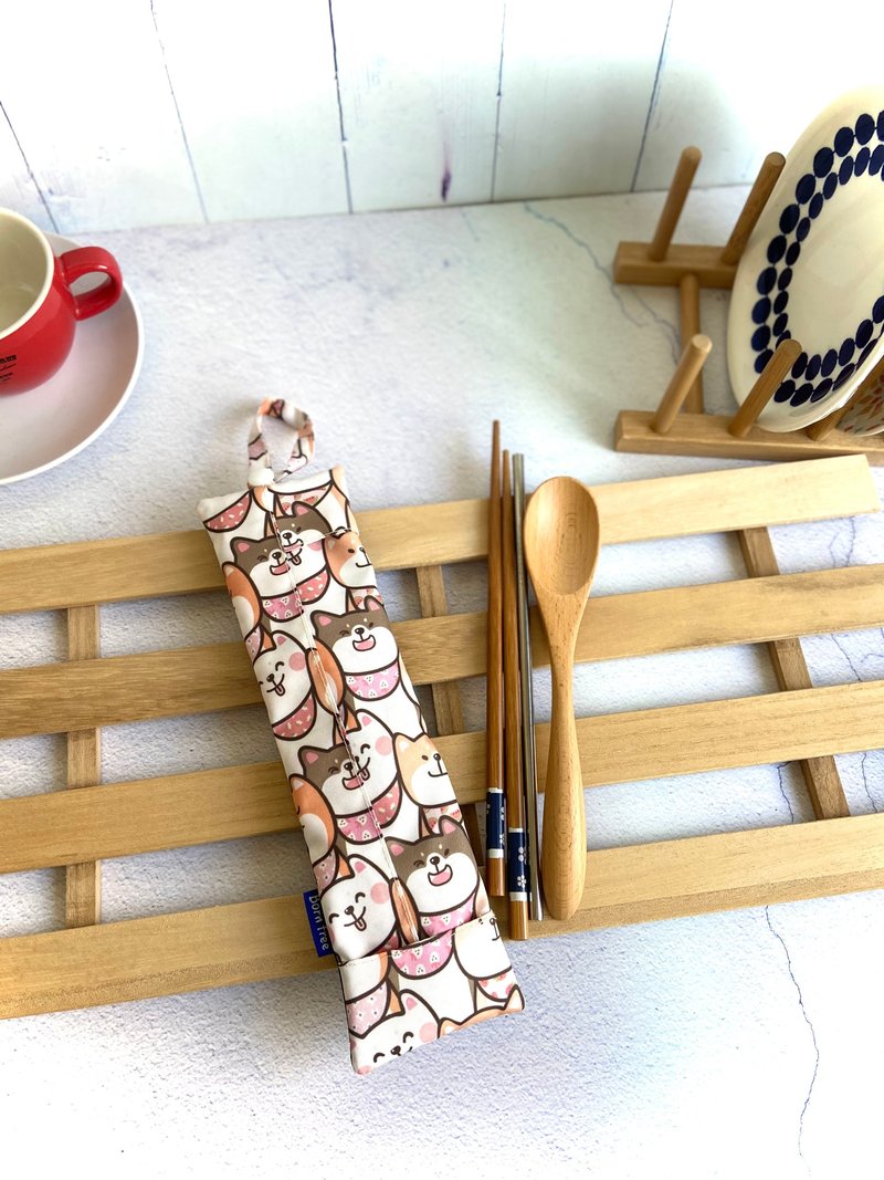 柴犬轻巧防水餐具袋 环保 好收纳 易清洗 - 筷子/筷架 - 防水材质 