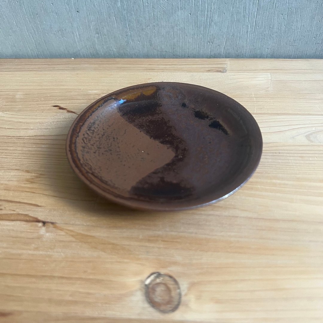 高取焼 丸皿 筑前茶陶高取焼 高取八仙窯 hassen-051 - 盘子/餐盘/盘架 - 陶 咖啡色