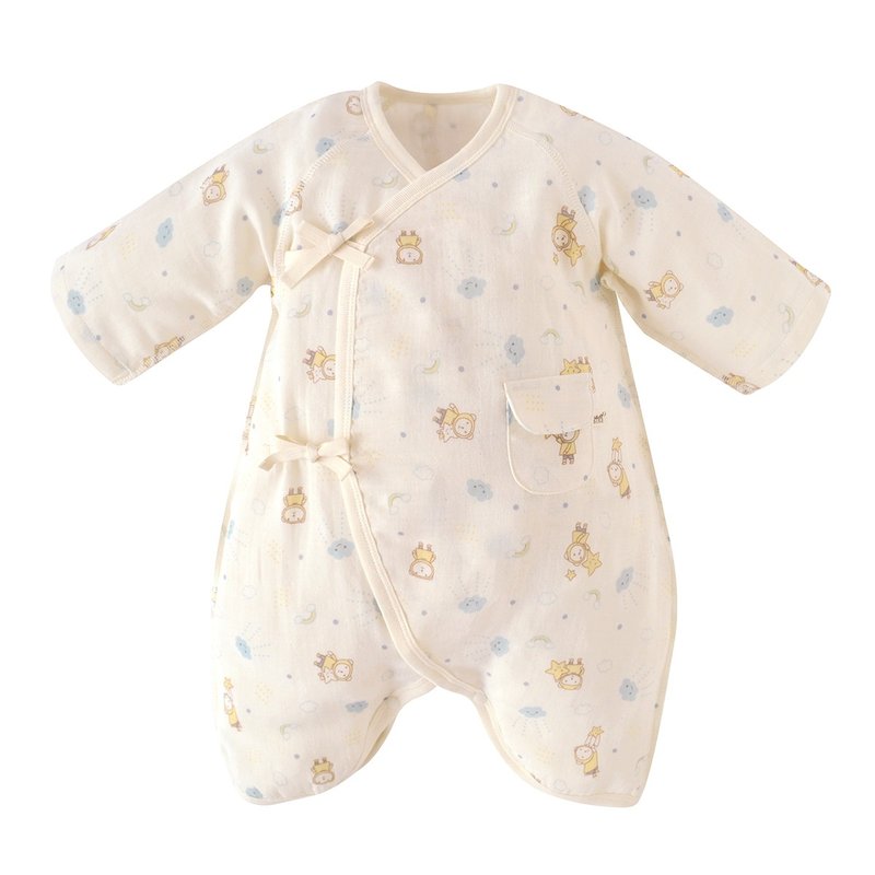 【SISSO有机棉】云朵飞飞纱布蝴蝶装 3M 6M - 包屁衣/连体衣 - 棉．麻 白色