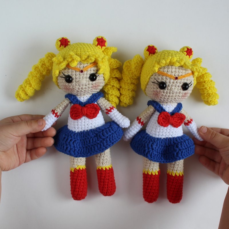 美少女战士钩针娃娃，Sailormoon Usagi 动画娃娃 - 玩具/玩偶 - 棉．麻 红色