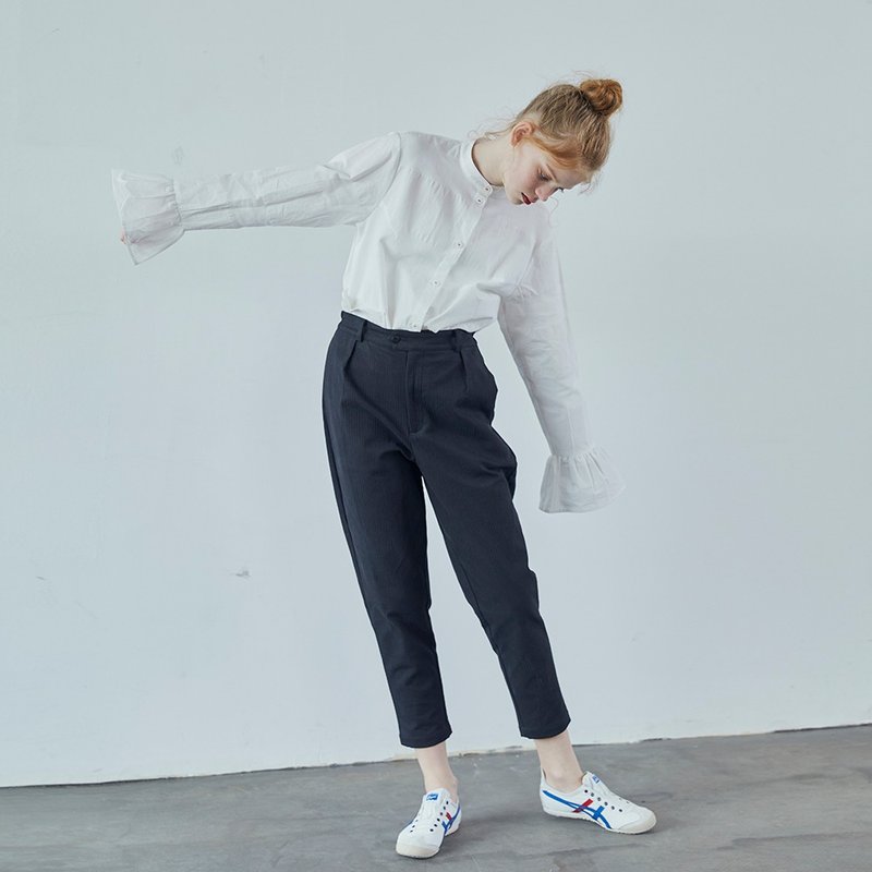 黑色全棉烟管裤 - 女装长裤 - 棉．麻 黑色