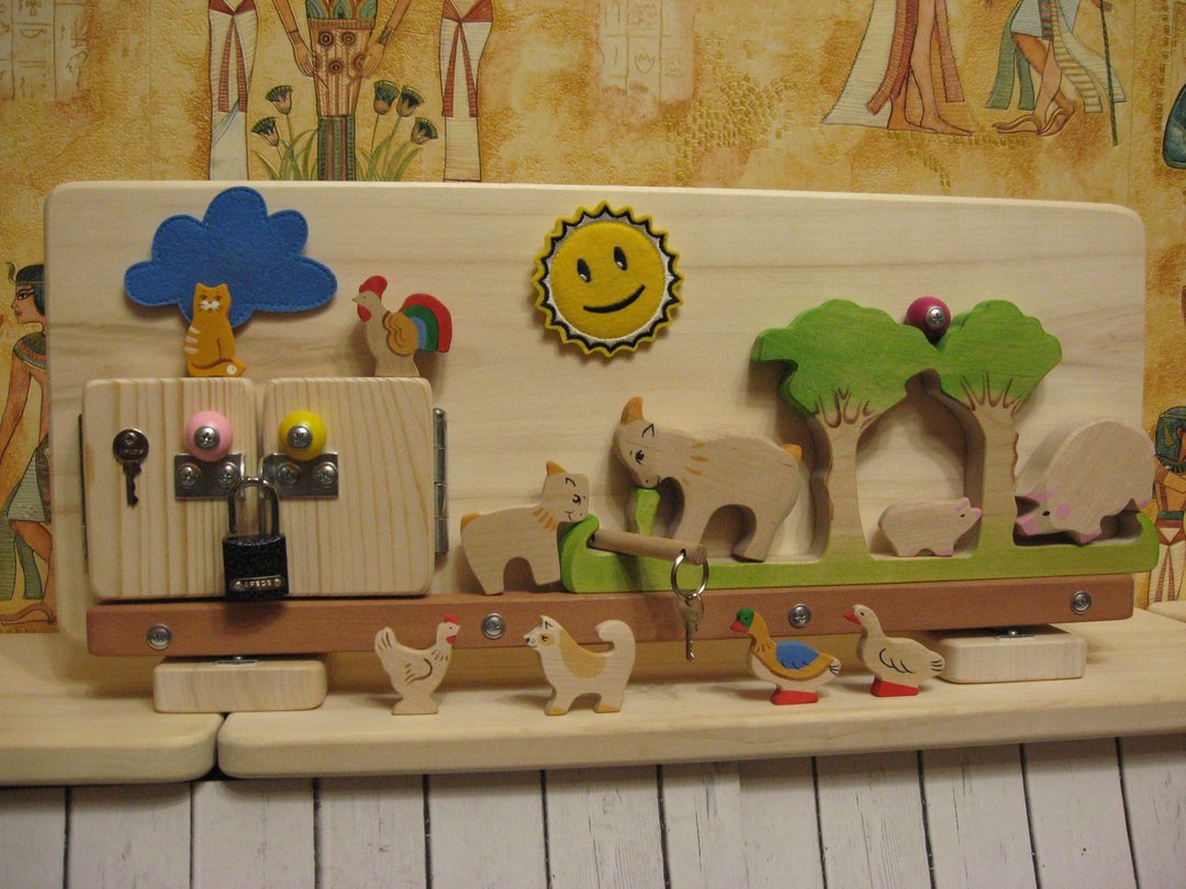Wooden game Farm under sun - waldorf toys, game scene, wooden animals. - 玩具/玩偶 - 木头 多色