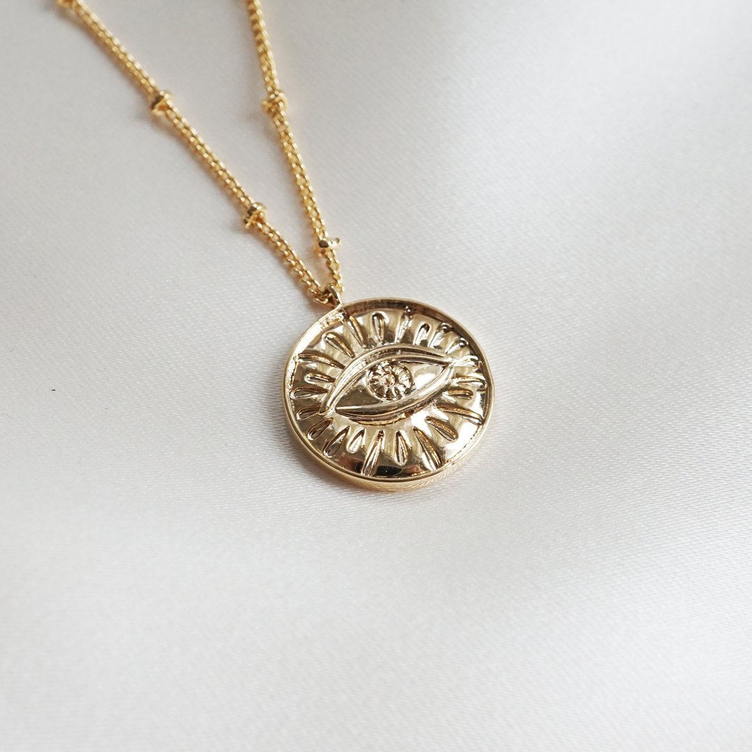 恶魔之眼 Evil Eye 硬币项链 - 欧美项链 - 金色项链 - 硬币项链 - 项链 - 其他金属 金色