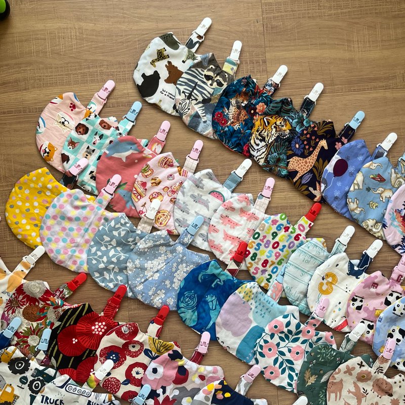 6赠1随机.动物系2.猫咪造型.夹式擦汗巾.手帕巾.擦手巾.幼儿手帕 - 围嘴/口水巾 - 棉．麻 多色