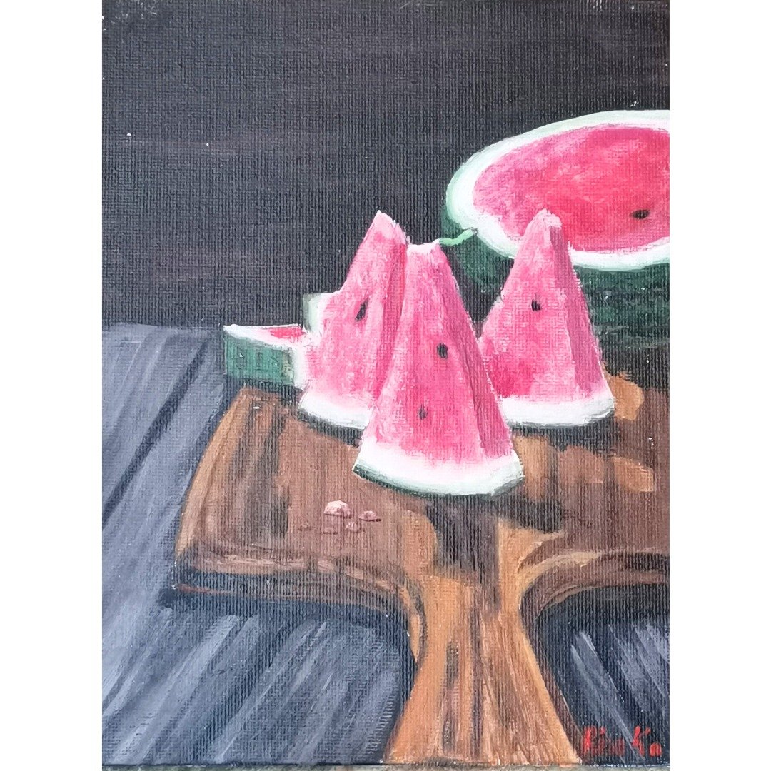 西瓜食物绘画原创带框墙壁艺术厨房艺术 作者 RinaArtSK - 墙贴/壁贴 - 其他材质 多色