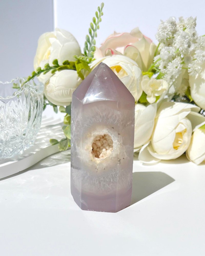 天然紫玛瑙共生水晶能量柱 - 摆饰 - 水晶 紫色