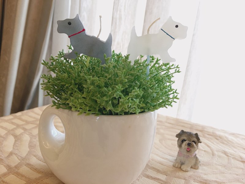 Pinkoi独家【雪纳瑞】狗狗造型 生日蜡烛 雾透色 - 蜡烛/烛台 - 蜡 