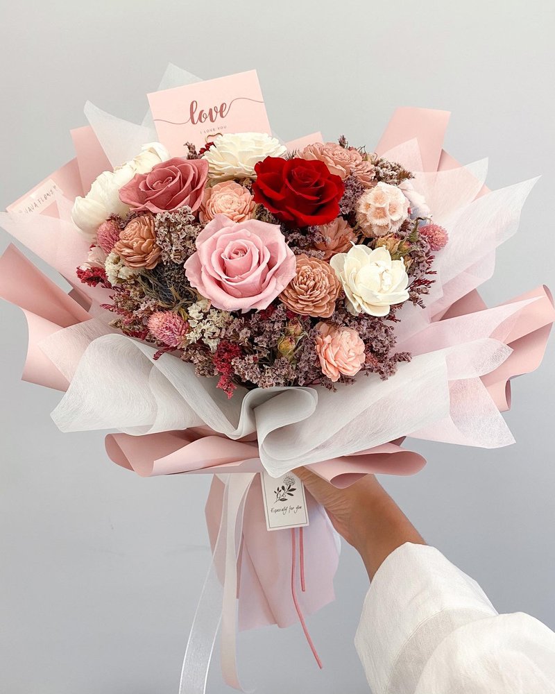 永生花 / 莓果色花束 / 求婚花束 情人节花束 生日礼物 - 干燥花/捧花 - 植物．花 