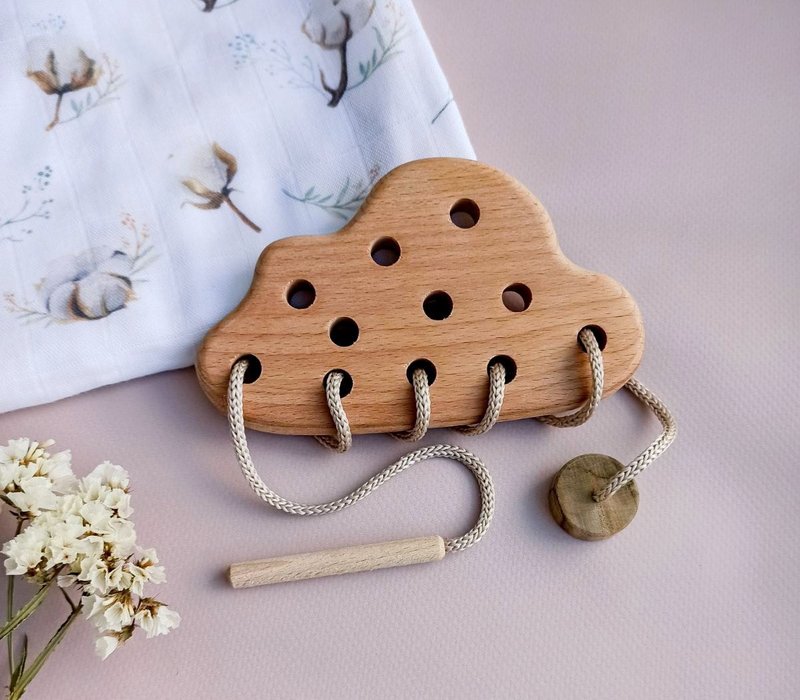 木制系带玩具 幼儿玩具 木制益智玩具 蒙台梭利玩具 - 玩具/玩偶 - 木头 卡其色