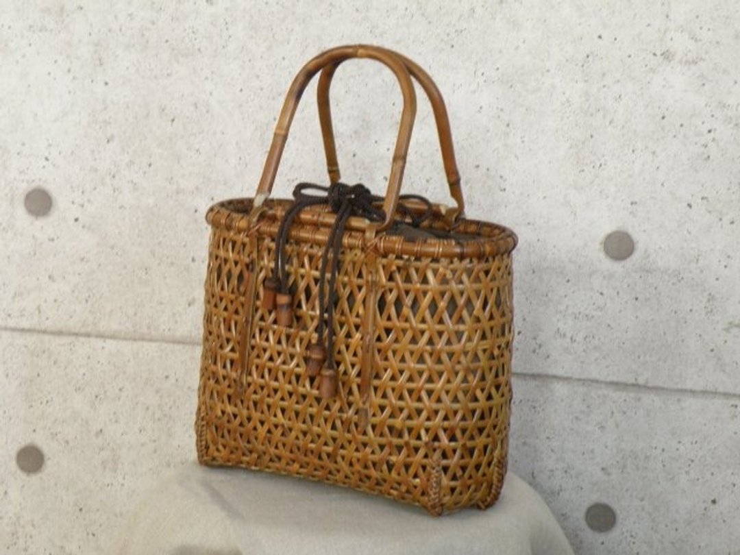 Smoking bag bamboo basket bag Openwork - 手提包/手提袋 - 竹 咖啡色