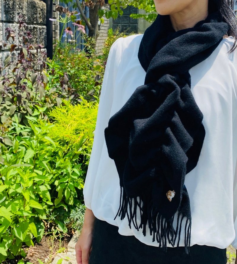 芭蕾褶皱围巾猫女式羊毛礼物防寒 - 围巾/披肩 - 羊毛 黑色