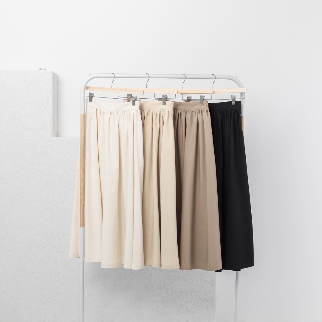 Cotton Linen Long skirt with pocket (A line) - Khaki - 裙子 - 棉 卡其色