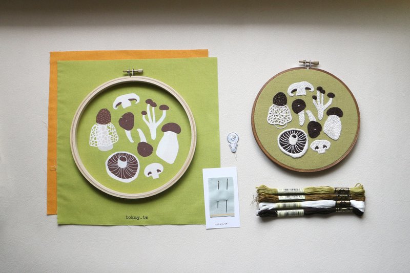 DIY手作刺绣材料包 / 菇菇家族 - 编织/刺绣/羊毛毡/裁缝 - 绣线 绿色