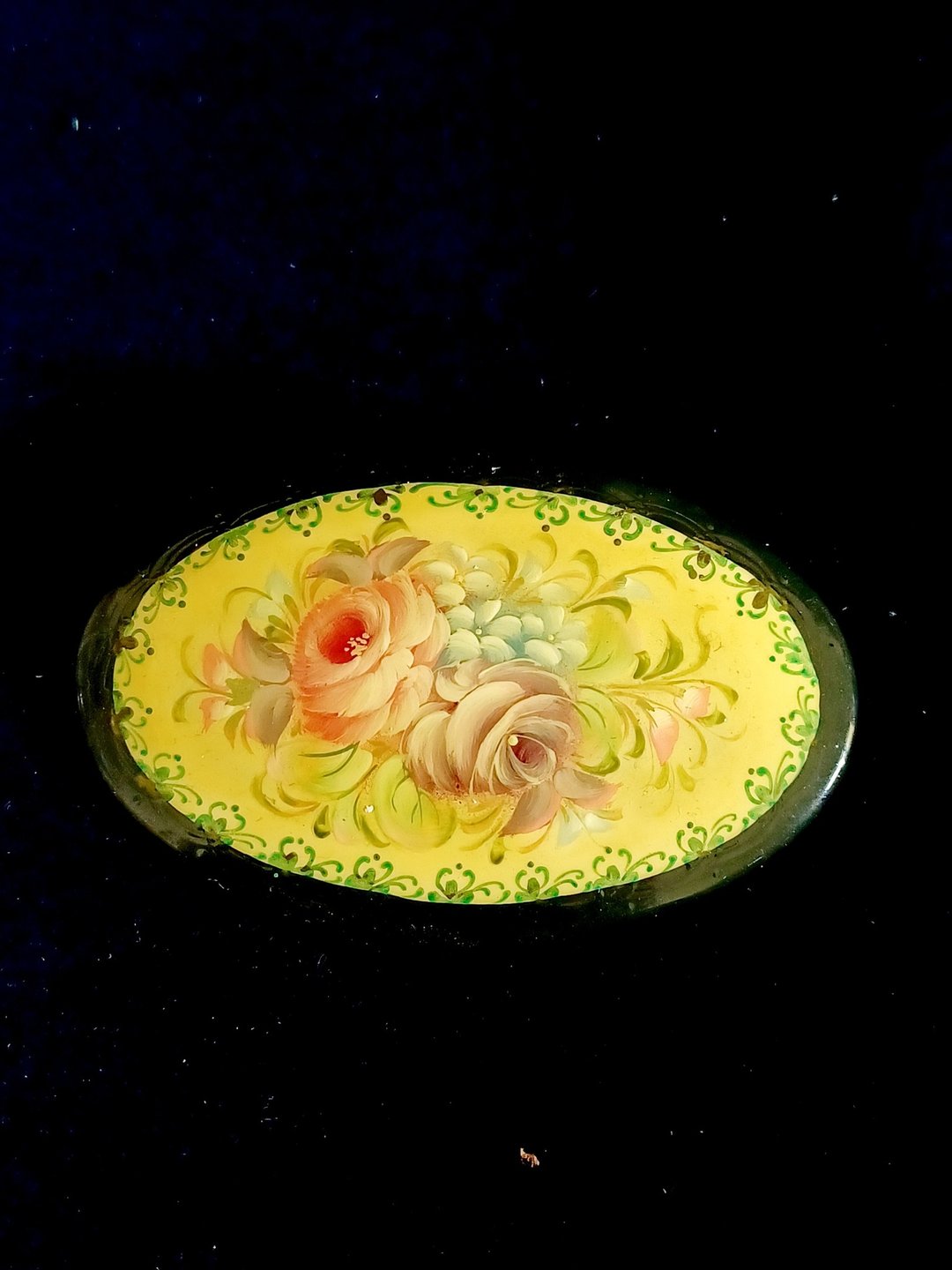 vintage jewelry  俄罗斯手绘玫瑰木制漆涂 别针   胸针 - 胸针 - 木头 