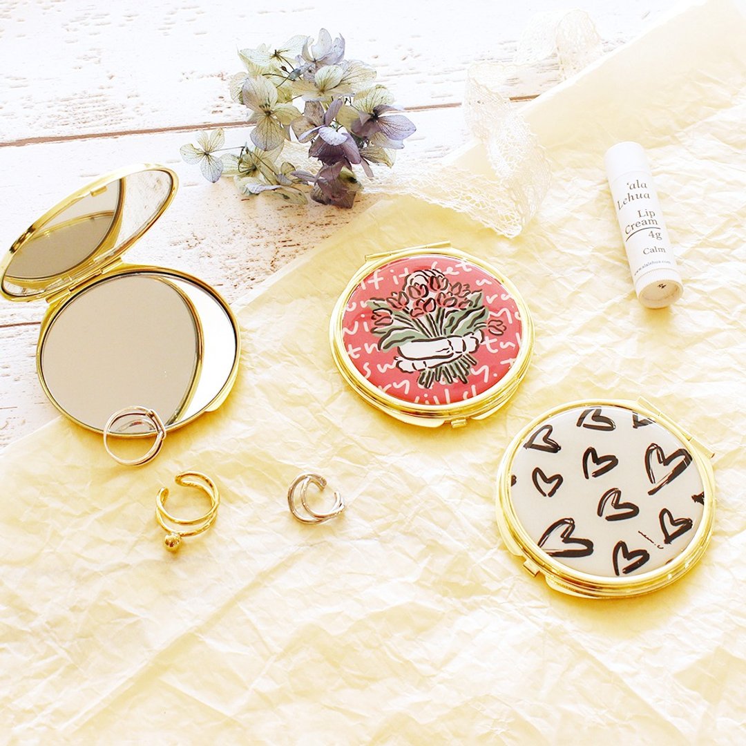 Le Sourire Compact Mirror rusoille double-sided compact mirror uca U Design LSM-20U - 彩妆刷具/镜子/梳子 - 其他金属 金色