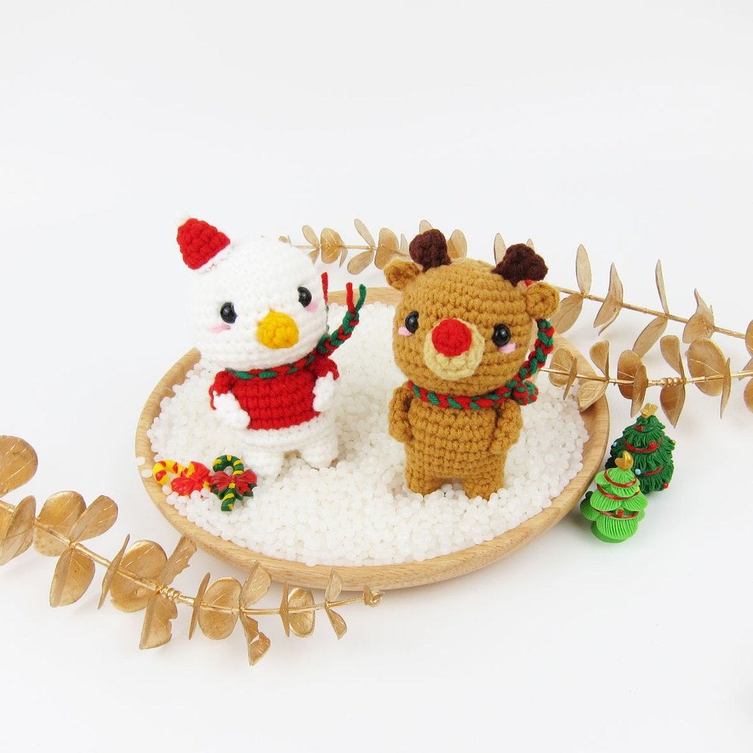 【圣诞节】红鼻子麋鹿 雪人 钥匙圈 - 钥匙链/钥匙包 - 其他人造纤维 多色