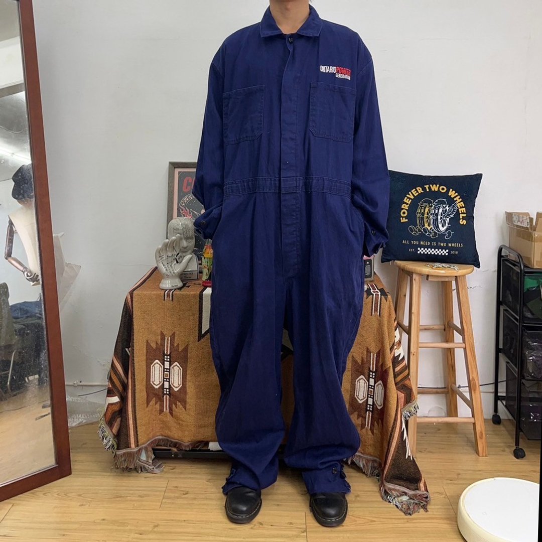 EXTREME 加拿大制 长袖 连身工作服 工作裤 二手 古着 深蓝 大尺 - 男士长裤 - 棉 蓝色