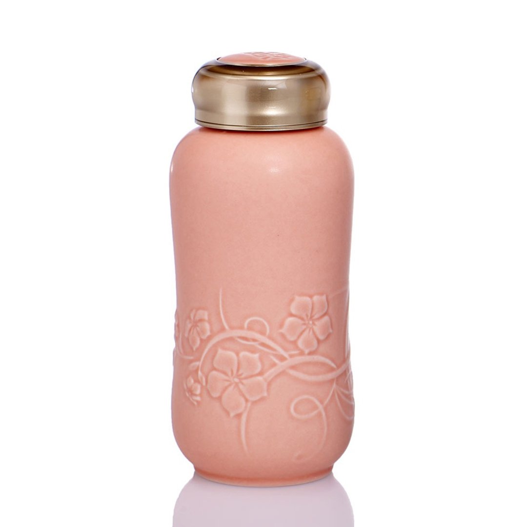 马卡龙一手瓶-花语 / 小 / 单层 / 3色 220ml - 水瓶/水壶 - 瓷 粉红色