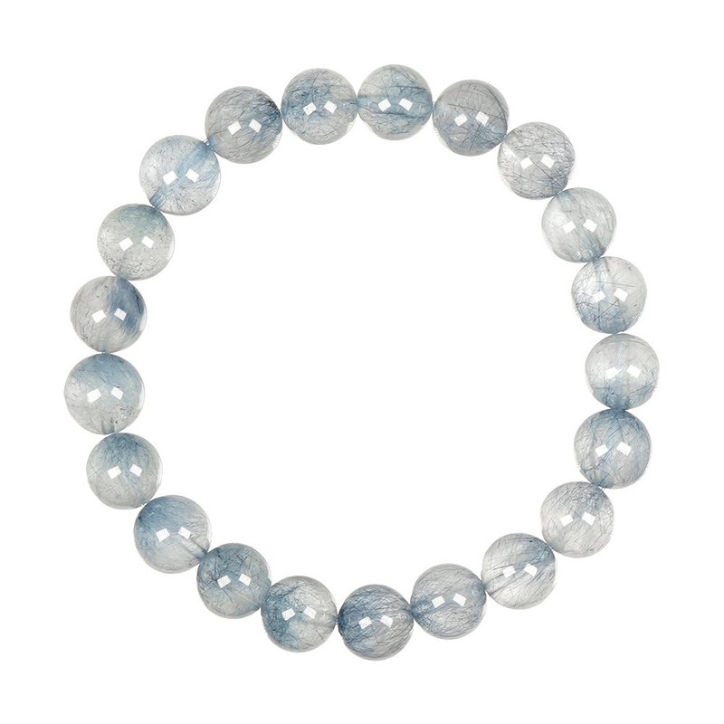 【正佳珠宝】蓝发晶 顶级蓝钢丝发晶 8.8-9.3mm 蓝钢丝发晶手珠 - 手链/手环 - 半宝石 多色