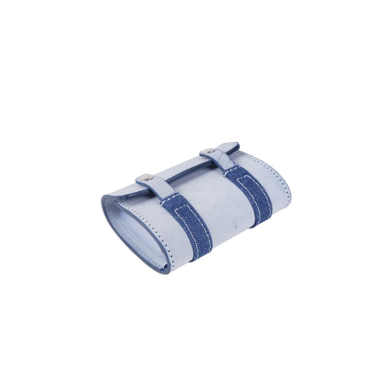 丹宁系列/卡包 全粒面雾蜡植鞣牛皮 卡套 20卡位 - 皮夹/钱包 - 真皮 蓝色