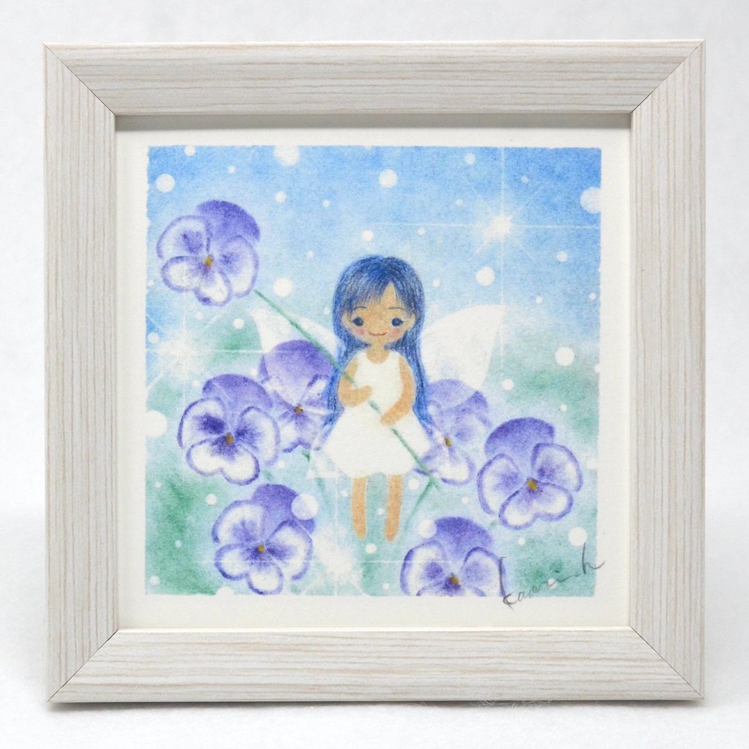 【仙女/三色堇】裱框/复制品/桌面尺寸/粉彩/少女。 - 海报/装饰画/版画 - 纸 蓝色