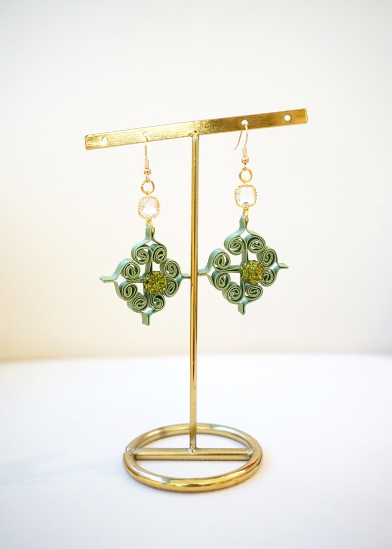 如意盘扣耳环 (绿色) - 耳环/耳夹 - 其他材质 绿色