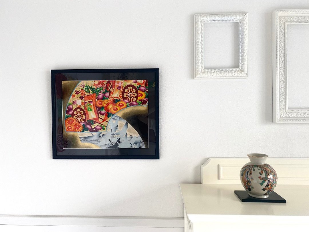 The art panel made from Japanese bride Kimono　Auspicious Vintage　34 - 墙贴/壁贴 - 丝．绢 金色