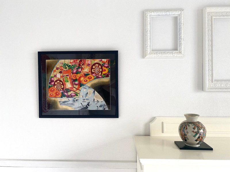 The art panel made from Japanese bride Kimono　Auspicious Vintage　34 - 墙贴/壁贴 - 丝．绢 金色