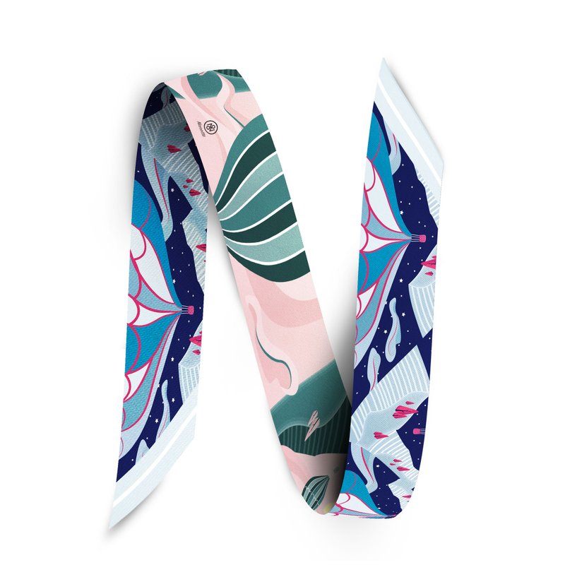 AVA twilly - 丝巾 - 丝．绢 蓝色