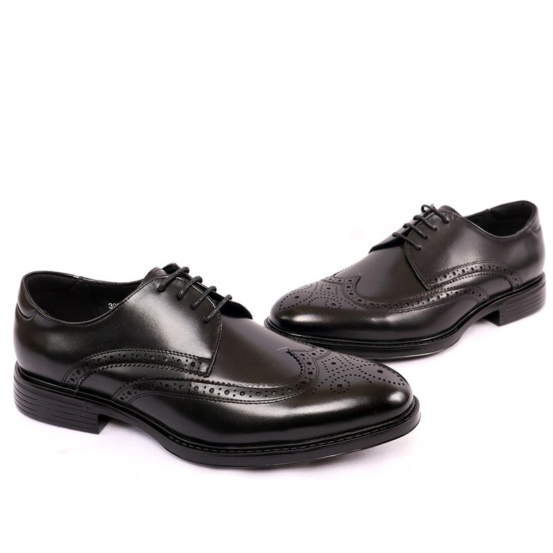 sixlips 英伦真皮轻量全雕花德比鞋 黑 - 男款皮鞋 - 真皮 黑色