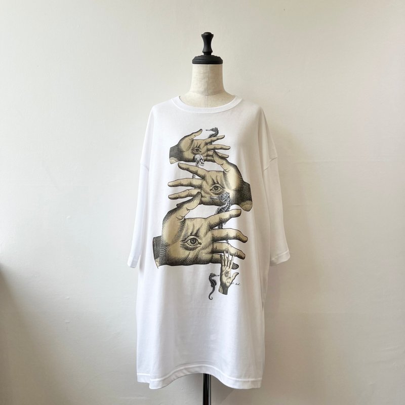 眼之圣痕 - 女装 T 恤 - 棉．麻 白色