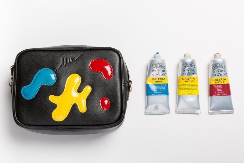 颜料为灵感可外背化妆包/小方包-真皮黑红黄蓝原色 - 侧背包/斜挎包 - 真皮 多色